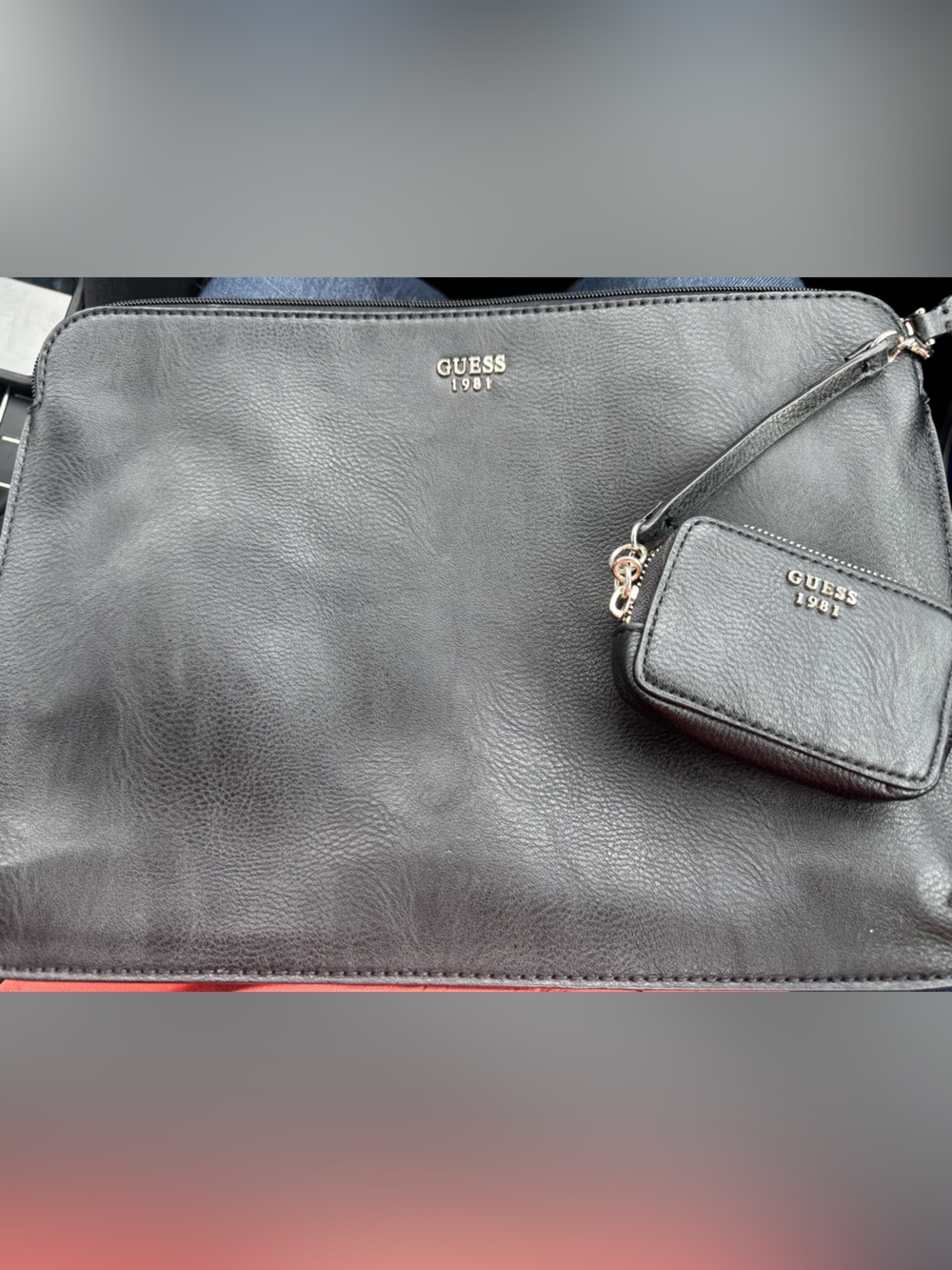 GUESS 1981 Black laptop/ipad Bag with Coin Pouch